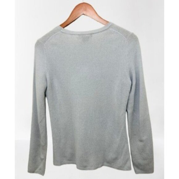 Lord & Taylor 100% Cashmere Crewneck Sweater Pale Gray/Blue Long Sleeve Size M - Picture 6 of 6